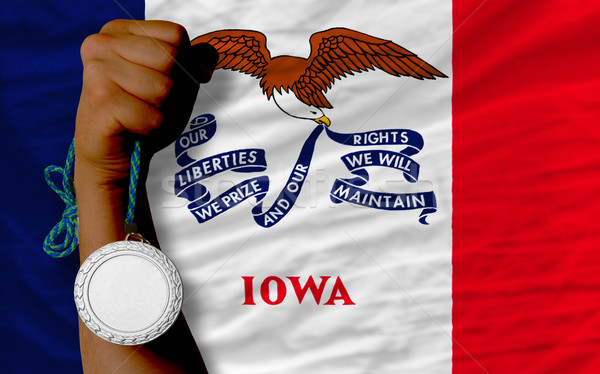 Silver medal for sport and  flag of american state of iowa    Stock photo © vepar5