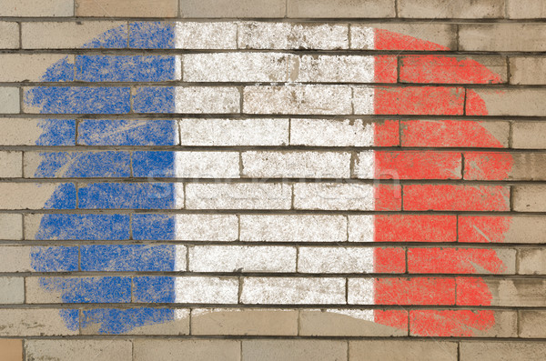 flag of France on grunge brick wall painted with chalk   Stock photo © vepar5