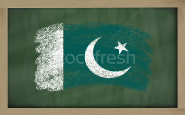 Zászló Pakisztán iskolatábla festett kréta szín Stock fotó © vepar5
