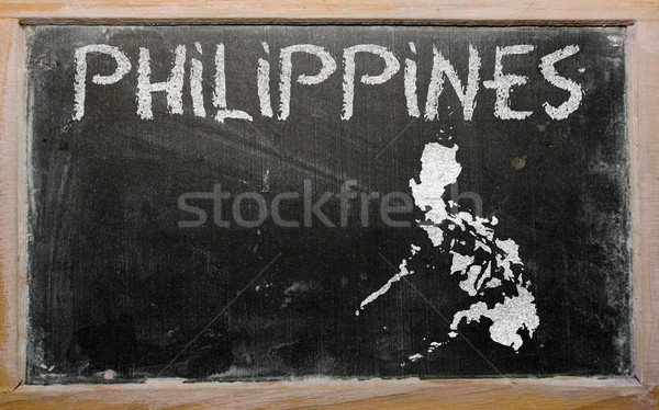Foto stock: Mapa · Filipinas · lousa · desenho