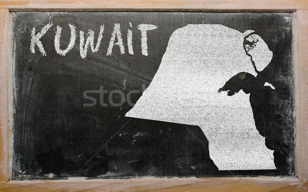 Stockfoto: Schets · kaart · Koeweit · Blackboard · tekening