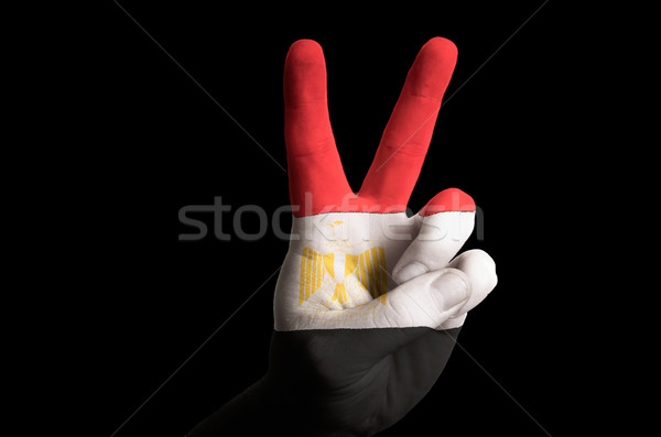 egypt national flag two finger up gesture for victory and winner Stock photo © vepar5