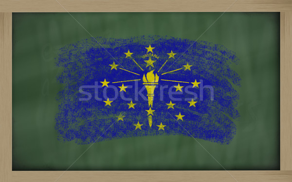 flag of us state of indiana on blackboard painted with chalk Stock photo © vepar5