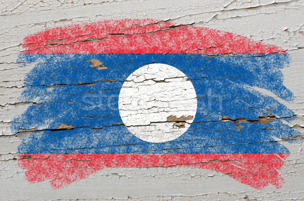 Bandiera Laos grunge legno texture verniciato Foto d'archivio © vepar5