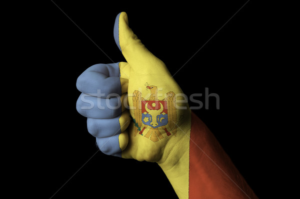 Moldova zászló hüvelykujj felfelé kézmozdulat kiválóság Stock fotó © vepar5