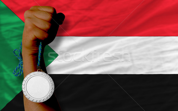 Argento medaglia sport bandiera Sudan Foto d'archivio © vepar5