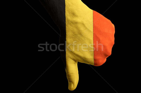 Foto stock: Bélgica · bandeira · polegar · para · baixo · gesto · falha