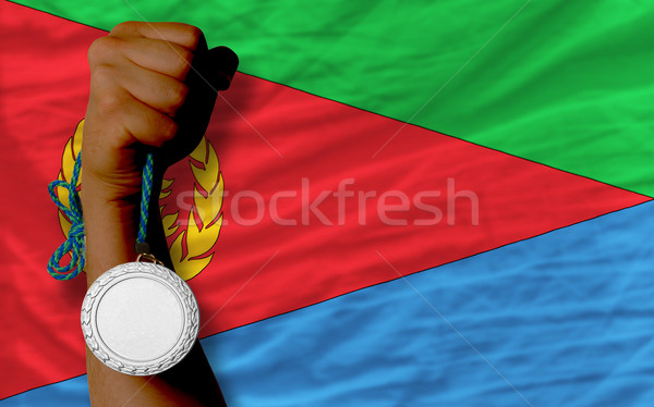 Ezüst érem sport zászló Eritrea tart Stock fotó © vepar5