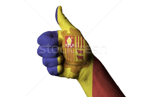 andorra national flag thumb up gesture for excellence and achiev Stock photo © vepar5