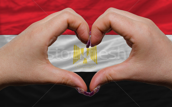 over national flag of egypt showed heart and love gesture made b Stock photo © vepar5