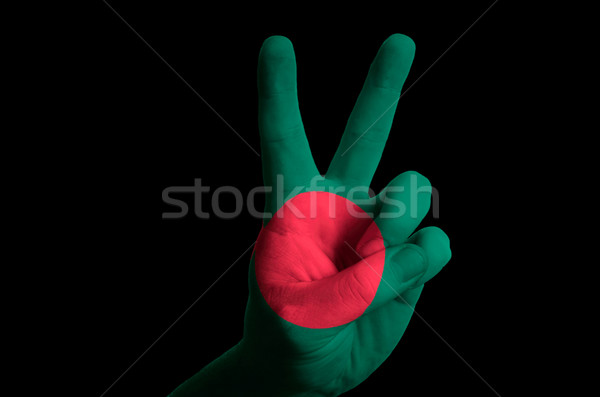 bangladeshi national flag two finger up gesture for victory and  Stock photo © vepar5