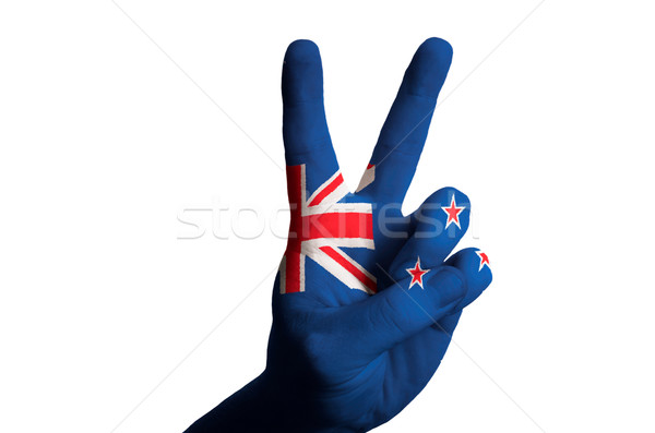 new zealand national flag two finger up gesture for victory and  Stock photo © vepar5