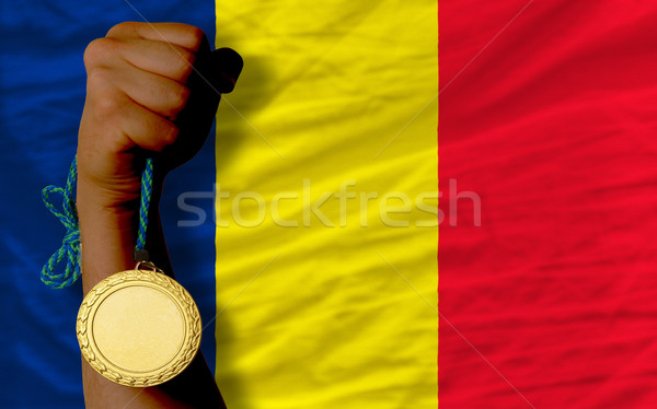 Medalha de ouro esportes bandeira Chade vencedor Foto stock © vepar5