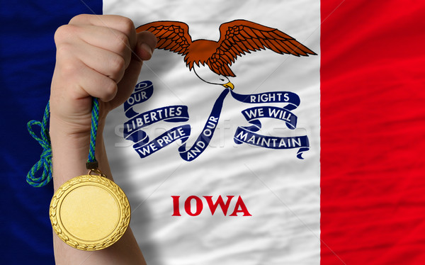 Medaglia d'oro sport bandiera americano Iowa vincitore Foto d'archivio © vepar5