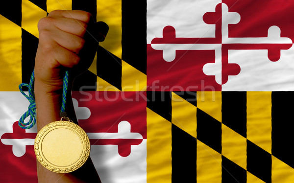 Gold medal for sport and  flag of american state of maryland    Stock photo © vepar5