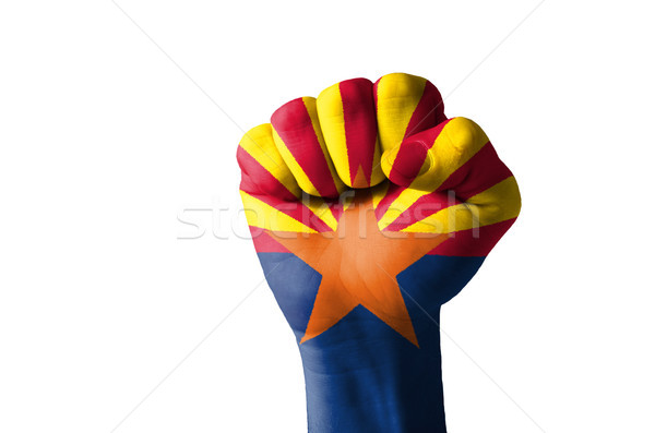 Vuist geschilderd kleuren Arizona vlag laag Stockfoto © vepar5