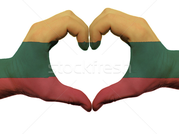 Heart and love gesture in lithuania flag colors by hands isolate Stock photo © vepar5