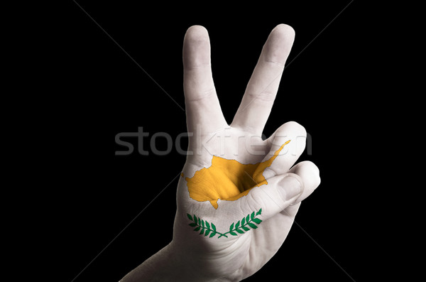 cyprus national flag two finger up gesture for victory and winne Stock photo © vepar5
