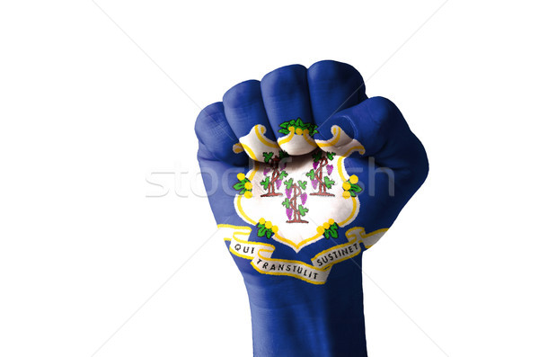 Fist painted in colors of us state of connecticut flag Stock photo © vepar5
