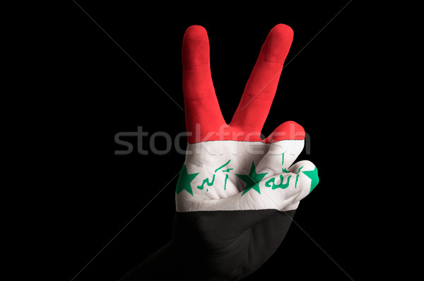 伊拉克 旗 二 手指 上 手勢 商業照片 © vepar5