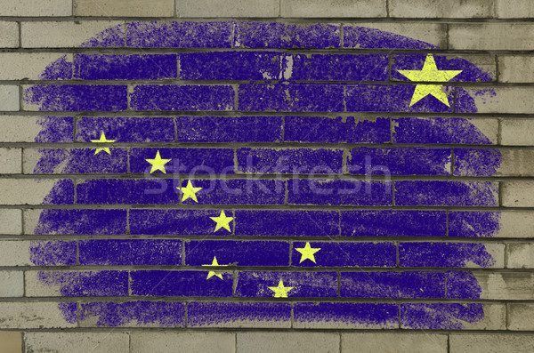 Foto stock: Grunge · bandeira · Alasca · parede · de · tijolos · pintado · americano