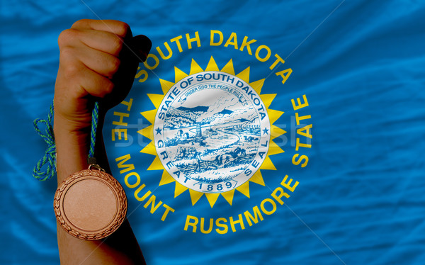 Stockfoto: Bronzen · medaille · sport · vlag · South · Dakota