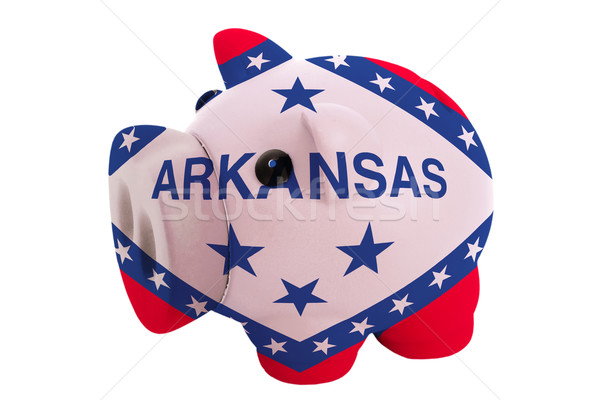 piggy rich bank in colors  flag of american state of arkansas    Stock photo © vepar5