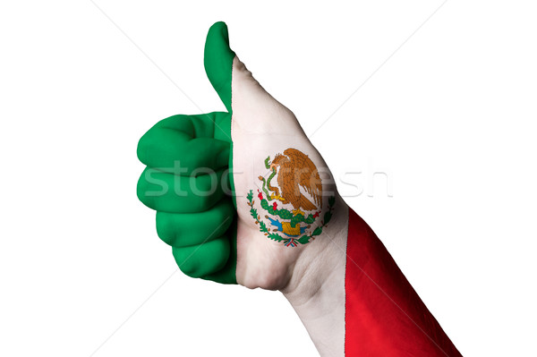 Stock photo: mexico national flag thumb up gesture for excellence and achieve