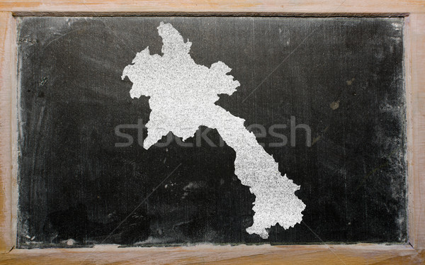 Stock photo: outline map of laos on blackboard 