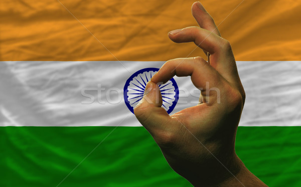 ok gesture in front of india national flag Stock photo © vepar5