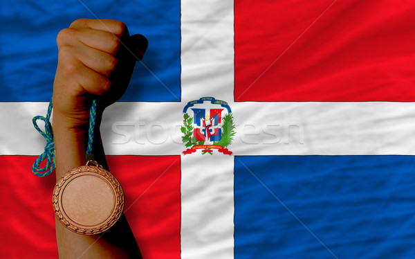 Bronze medal for sport and  national flag of dominican    Stock photo © vepar5