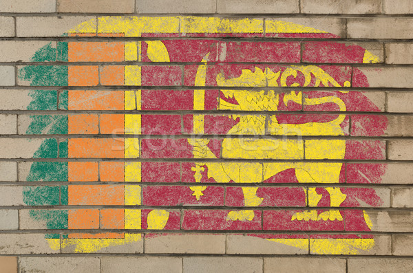 flag of srilanka on grunge brick wall painted with chalk   Stock photo © vepar5