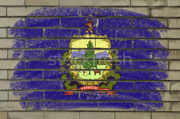 grunge flag of US state of vermont on brick wall painted with ch Stock photo © vepar5