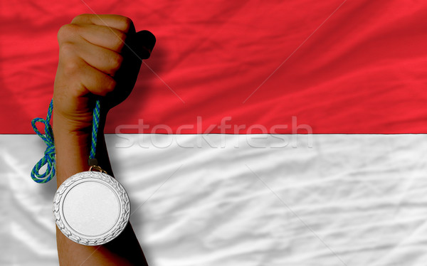 Silver medal for sport and  national flag of indonesia    Stock photo © vepar5