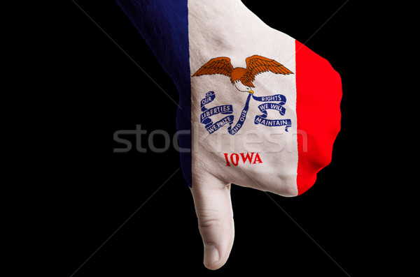 iowa us state flag thumbs down gesture for failure made with han Stock photo © vepar5