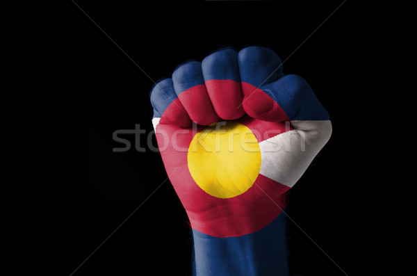 Fist painted in colors of us state of colorado flag Stock photo © vepar5