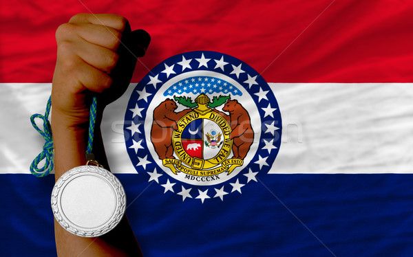 Silver medal for sport and  flag of american state of missouri   Stock photo © vepar5