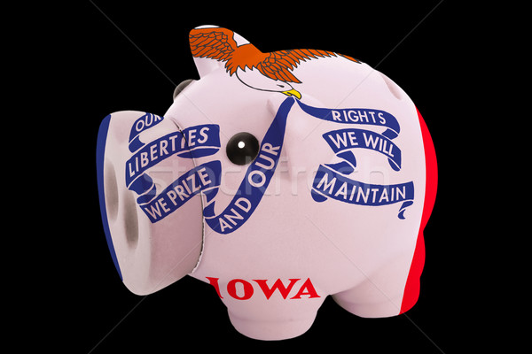 piggy rich bank in colors flag of american state of iowa   for s Stock photo © vepar5