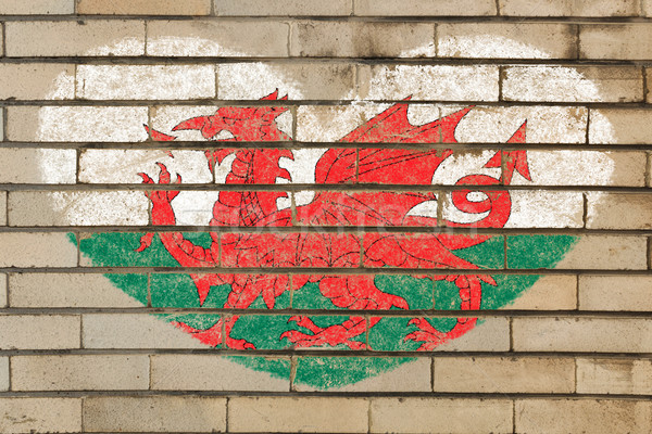 heart shape flag of wales on brick wall Stock photo © vepar5