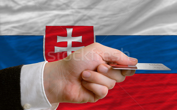 Vásárol hitelkártya Szlovákia férfi nyújtás ki Stock fotó © vepar5