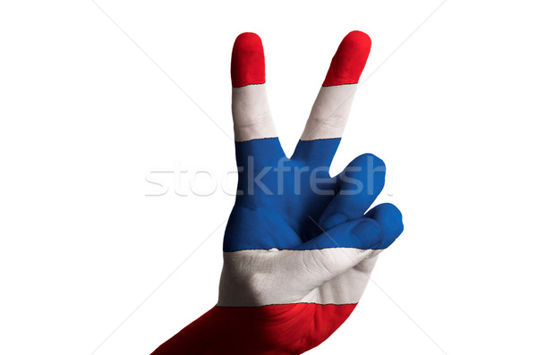 thailand national flag two finger up gesture for victory and win Stock photo © vepar5