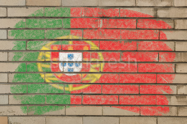 flag of Portugal on grunge brick wall painted with chalk   Stock photo © vepar5