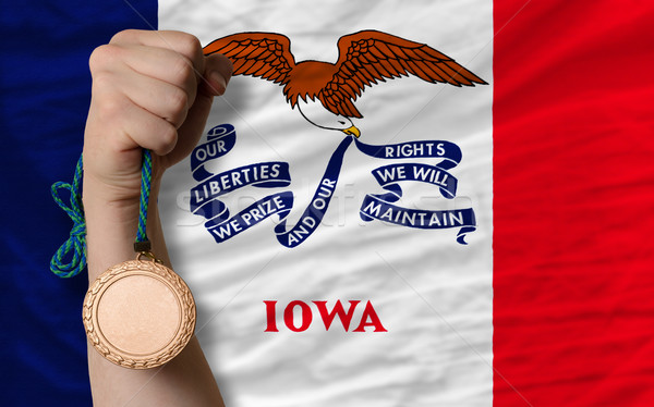 Bronze medal for sport and  flag of american state of iowa    Stock photo © vepar5