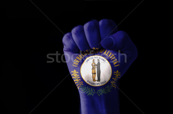 Stock photo: Fist painted in colors of us state of kentucky flag