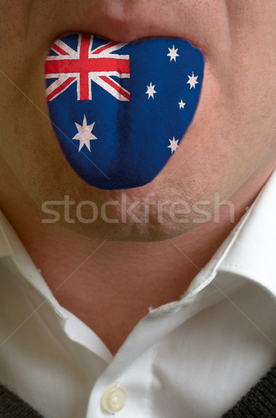 man tongue painted in australia flag symbolizing to knowledge to Stock photo © vepar5