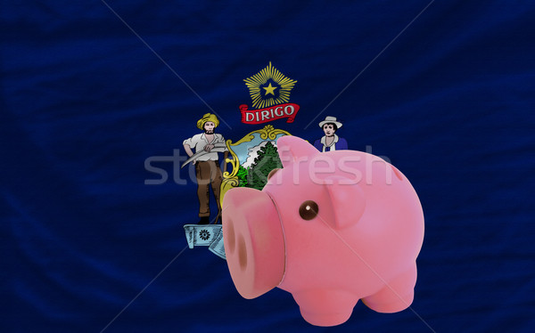 piggy rich bank and  flag of american state of maine    Stock photo © vepar5