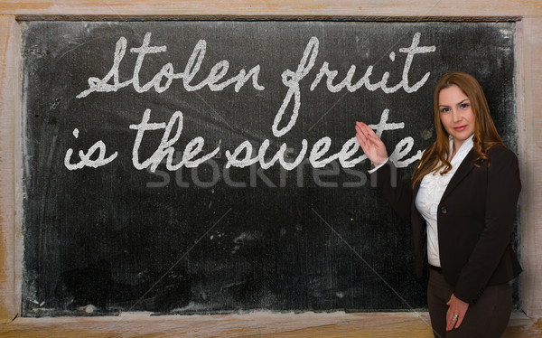 Profesor furat fruct tablă de succes Imagine de stoc © vepar5