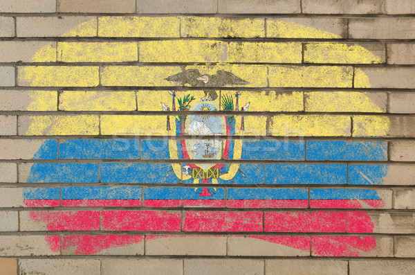 flag of ecuador on grunge brick wall painted with chalk   Stock photo © vepar5