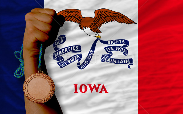 Bronze medal for sport and  flag of american state of iowa    Stock photo © vepar5