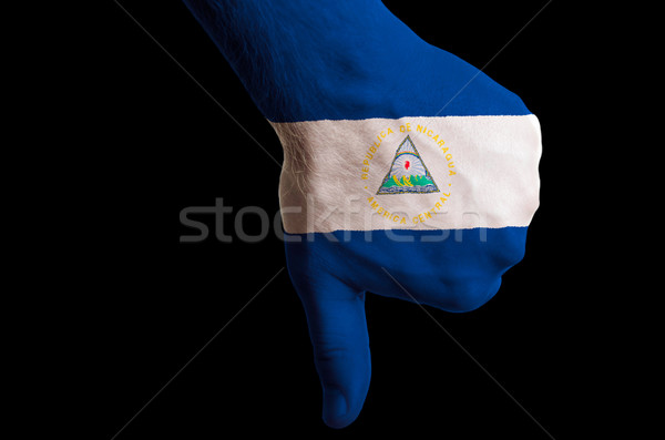 nicaragua national flag thumbs down gesture for failure made wit Stock photo © vepar5